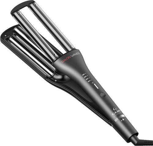 GA.MA Salon Waves Curling Iron - Adjustable 4-Size Titanium Wave Barrels (0.67–0.98″) with LED Display & Auto-Off