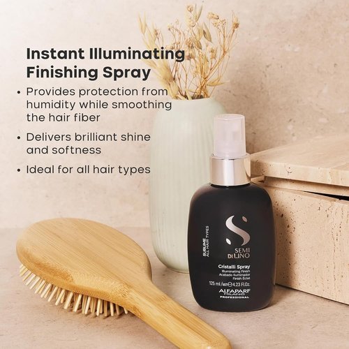 ALFAPARF MILANO Semi Di Lino Sublime Cristalli Smoothing Spray - Lightweight Hair Oil Serum for Glossy Shine - 4.23 fl oz