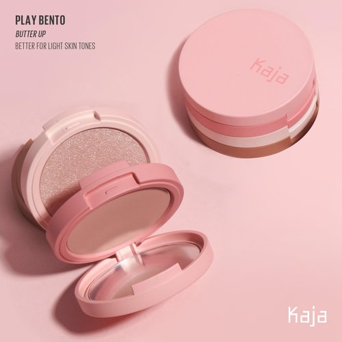 KAJA 3 Colors Palette - Play Bento_Butter Up | Powder Blusher, Highlighter, Cream Bronzer, Creamy Application, with Mango Seed Butter, Powdery Finish, Easy Finger Application, Lightweight Formula