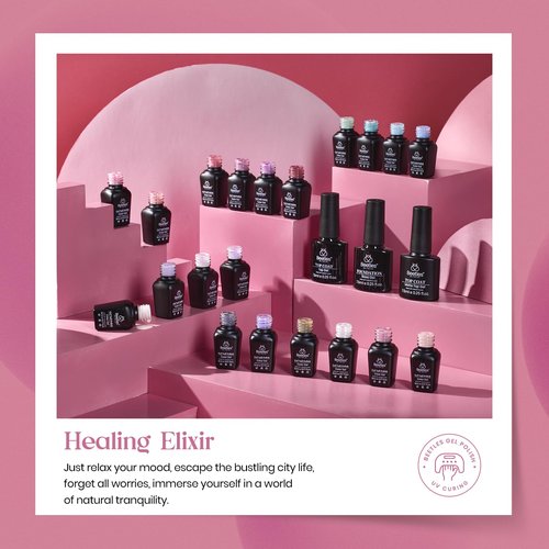 Beetles Gel Polish Set – Healing Elixir 20 Colors Gel Nail Polish Kit, Pink Blue White Green Pearl with Base Coat Matte Glossy Top Coat for DIY Manicure Gift for Women