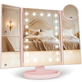 HUONUL Makeup Mirror, Vanity Mirror with Lights, 2X/3X/10X Magnification, Touch Control, Trifold Mirror, Dual Power Supply, Valentines Day Gifts for Her,Gifts for Women, Wife, Mom, Teengirls