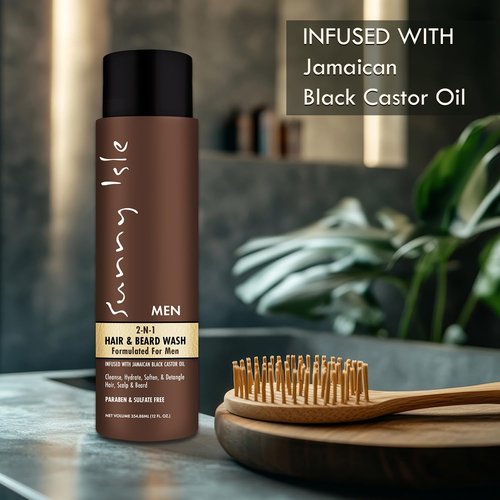 Sunny Isle Jamaican Black Castor Oil 2-N-1 Hair & Beard Wash 12oz | Cleanses, Hydrates, Moisturizes Hair & Skin | Detangles Beard | Paraben & Sulfate FREE