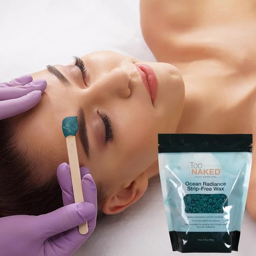 Too Naked Hair Removal Ocean Radiance Strip-Free Wax, Medium Transparency with Smooth Consistency, Hypoallergenic for Sensitive Areas, Fragrance-Free, Unisex, 1 Lb.