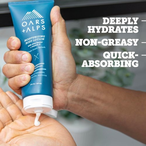 Oars + Alps Body Lotion - Hydrating Moisturizer with Vitamin E & Shea Butter | Fresh Ocean Splash, 8oz