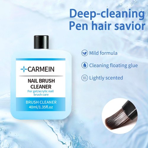 CARMEIN Nail Brush Cleaner - Special for Gel/Nail Art Brushes Cleaning solution & Makeup Brush Care, Must-Have for Renewal, 80ml/2.7fl.oz Nail Brush Cleaner