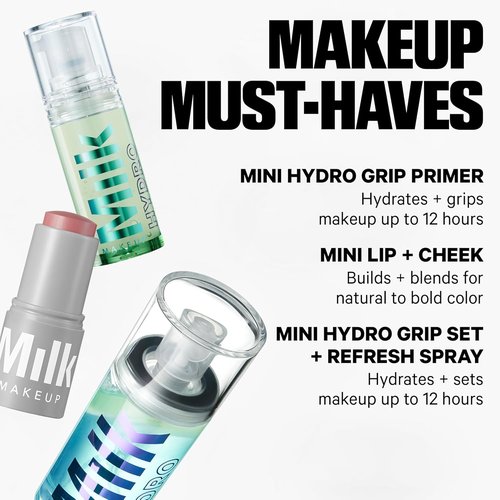 Milk Makeup Mini Must-Haves Set | 12HR Hydrating Primer & Setting Spray + Cream Blush & Lip Color in Werk