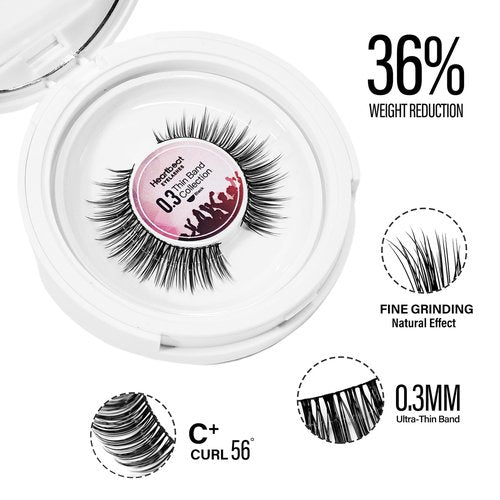 Happy Heartbeat False Lashes Natural Look Thin Band Eyelashes,Wispy Soft Cat Eye Volume Reusable Strip Fake Lashes,with Lash Glue and Eyelash Curler Professional Kit (LS1 Kit)
