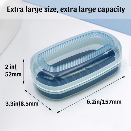 OZNER Clear Travel Soap Case - Leak-Proof Multi-Use Holder for Shampoo & Conditioner Bars | Blue, 1 Pack