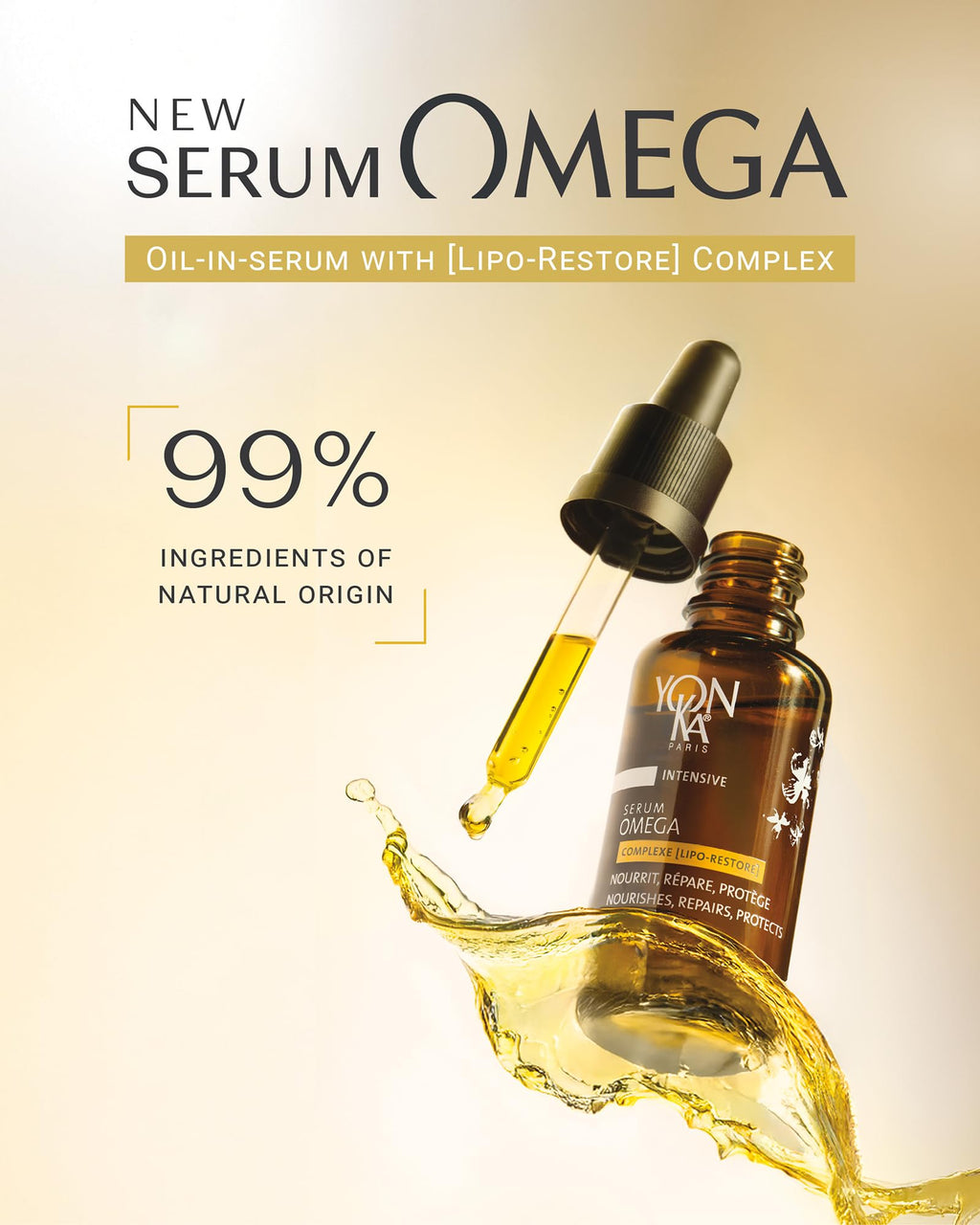 YONKA PARIS Serum Omega | Oil in Serum for Dry Sensitive Skin | Omegas 3 6 9 Lipo Restore Complex | Nourishes and Soothes Reactive Skin | Vegan Dermatologist Tested | Travel Size | 0.16 Fl Oz