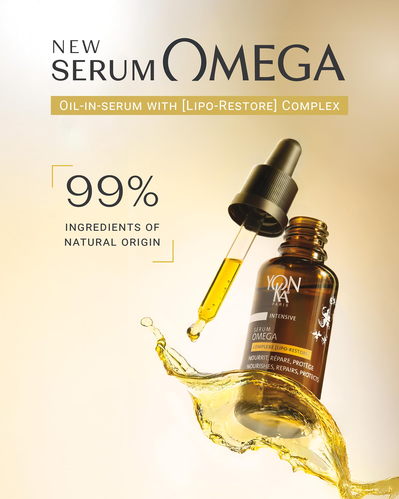 YONKA PARIS Serum Omega | Oil in Serum for Dry Sensitive Skin | Omegas 3 6 9 Lipo Restore Complex | Nourishes and Soothes Reactive Skin | Vegan Dermatologist Tested | Travel Size | 0.16 Fl Oz