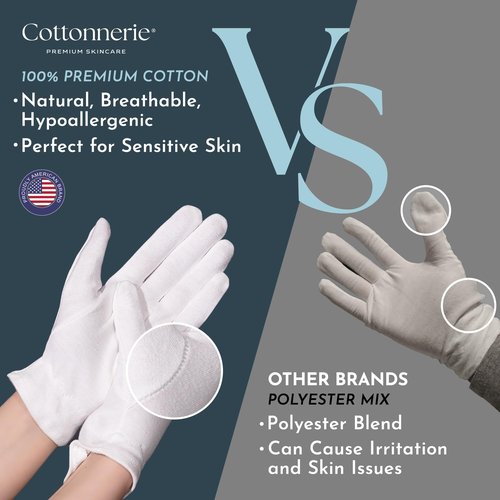 7 Pairs Cottonnerie Cotton Gloves for Dry Hands Sleeping, Moisturizing Gloves Overnight, Hand Moisturizer Gloves, Moisture Gloves for Dry Hands Overnight, Sleeping Gloves, Eczema Gloves, XSmall