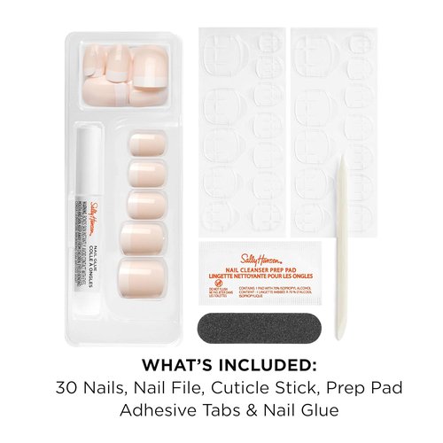 Sally Hansen Perfect Press-On Nails - Square Shape, Easy Application, Non-Damaging | 30 Nails, Glue & Tabs | A La Mode