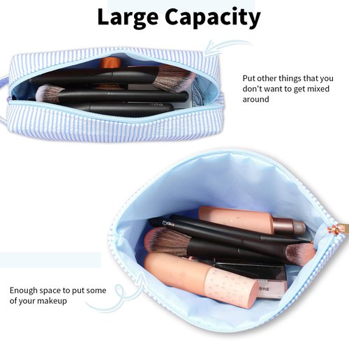 MSQ Initial Makeup Bags 2PCS Cosmetic Bag for Travel Toiletry, Birthday Gifts for Girls Girlfriend Teen Teacher Mom, Trendy Stuff Toiletry Bag, Blue K