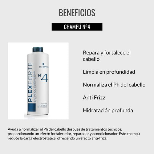 Lendan - Repair Shampoo - Plex Forte Nº4 Shampoo - 1000 ml - Repairs and Strengthens Hair - Deep Cleanses - Normalizes Hair pH - Anti-Frizz - Deep Hair Hydration