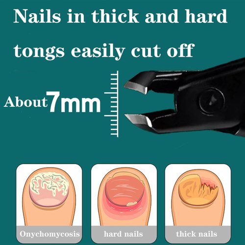 5 pcs Set Thick Hard 2 Nail Clipper(Flat and Bevel,Nano-Glass Nail Files,ingrown Nail Lifter,Nail Buffer, Long Handle Adult toenails Stainless Steel Large Opening Pliers Head Large Nail Clippers