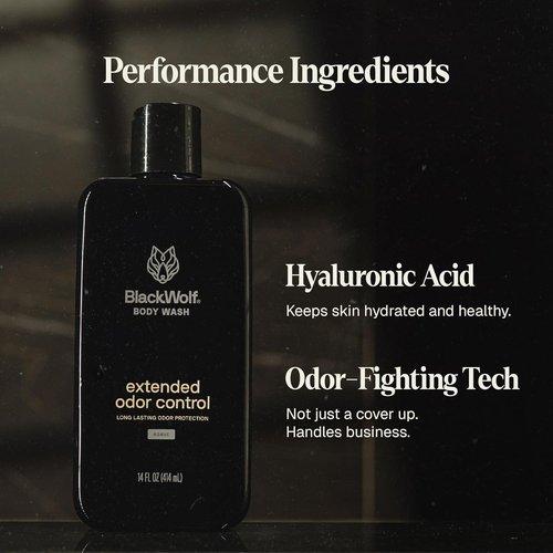 Black Wolf Deodorizing Body Wash for Men - Long-Lasting Hydrating Shower Gel | Clean Agave Scent