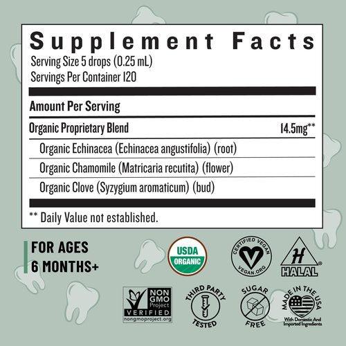 Legendairy Milk Organic Teething Drops - Baby Teething Relief Drops, Clove and Chamomile - Ideal for Babies and Toddlers - Sugar Free, 120 Servings