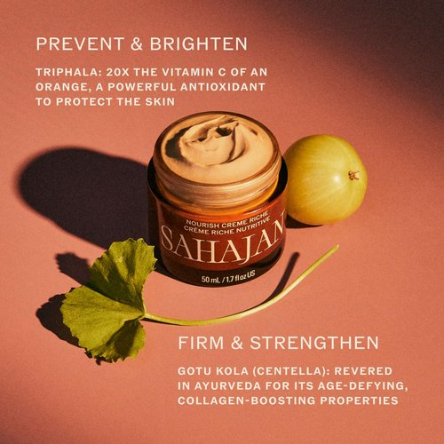 Sahajan Nourish Crème Riche - Anti-Aging Face Moisturizer with Vitamin C & Centella | Hydrating Cream for Fine Lines & Firmness | 1.7 fl oz