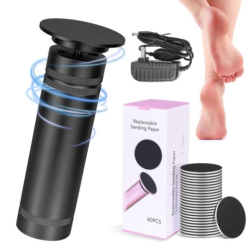 DGJUZE PowerPro Electric Foot Callus Remover,36W Professional 1200rpm Heavy Duty Metal Grinder for Dead Skin Automatic Foot Sander with 60pcs Sandpaper Pads for Home Use Pedicure Kit(Black)