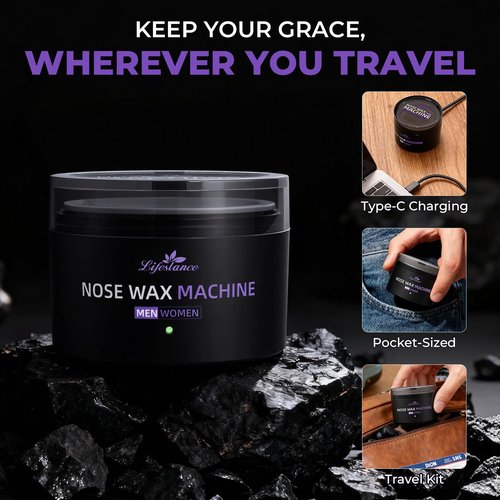 Lifestance Nose Wax Kit for Men & Women - 120g Nose Hair Wax Kit with USB C - Fast Heating, Smart Temp Control, 48 Sticks, Painless Ear Hair Removal, Compact, Travel-Ready, Multi-Accessories