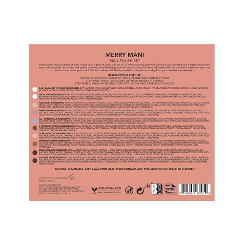 Holler And Glow Merry Mani Miniature Nail Polish Valentine's Gift, Mini Size, Limited Edition, Base Coat, Top Coat, High Shine Finish, Glossy, Long Wearing, Quick Dry, Fast Dry, Teens, 12 Piece Set