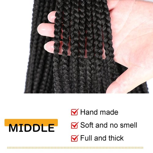 7 Packs Goddess Box Braids Crochet Hair 22 Inch Prelooped Crochet Box Braids Crochet Hair for Black Women Braiding Hair (22 Inch 7 Packs, #1B)