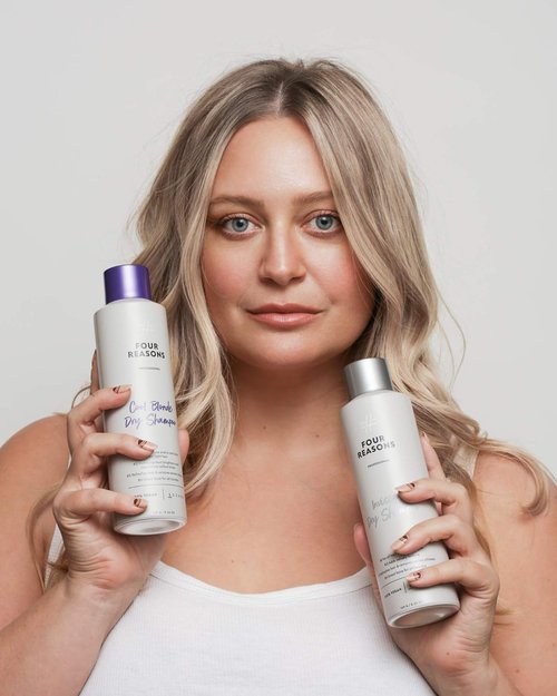 FOUR REASONS Cool Blonde Dry Shampoo - Tinted Formula Neutralizes Brassiness | Vegan & Sulfate-Free - 5.3 oz