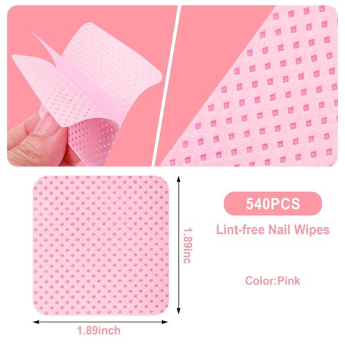 Skiennix Lint-Free Nail Wipes - 540PCS Super Absorbent Nail Polish Remover & Eyelash Extension Wipes