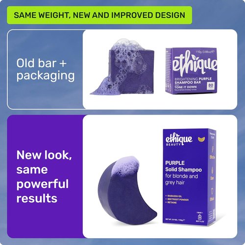 Ethique Purple Shampoo Bar - Tones Brassy Hair, Plastic-Free & Vegan, 3.88 oz | Formerly Tone It Down