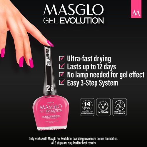 MASGLO Gel Evolution – Set of 3 Nail Polishes No UV/LED Lamp Needed, Fast-Drying, 12-Day Wear, 14-Free Formula, High-Gloss Finish, vegan (0.5 oz Each) h