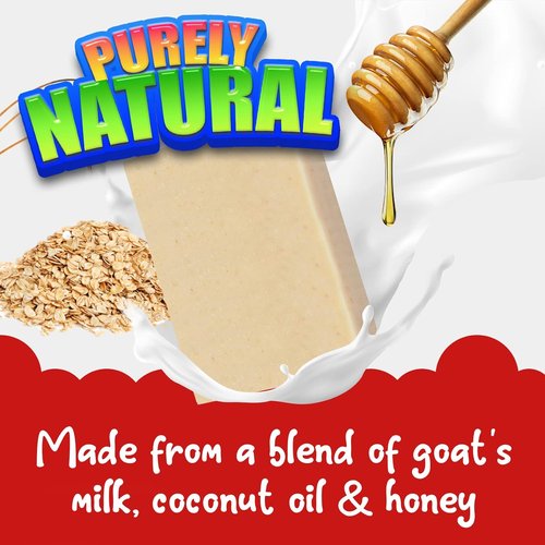 Natural Goat Milk Baby Soap Bar - Gentle Unscented Wash for Sensitive Skin | Eczema Relief & Moisturizing Oatmeal & Honey - Made in USA