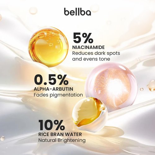 BELLBA Dewy Rice Essence Korean Serum for Face - K-beauty Skincare Rice Serum - Get Even Tone and Glass Skin - Hydrating, Lightweight, Non-Comedogenic (1 fl.oz)