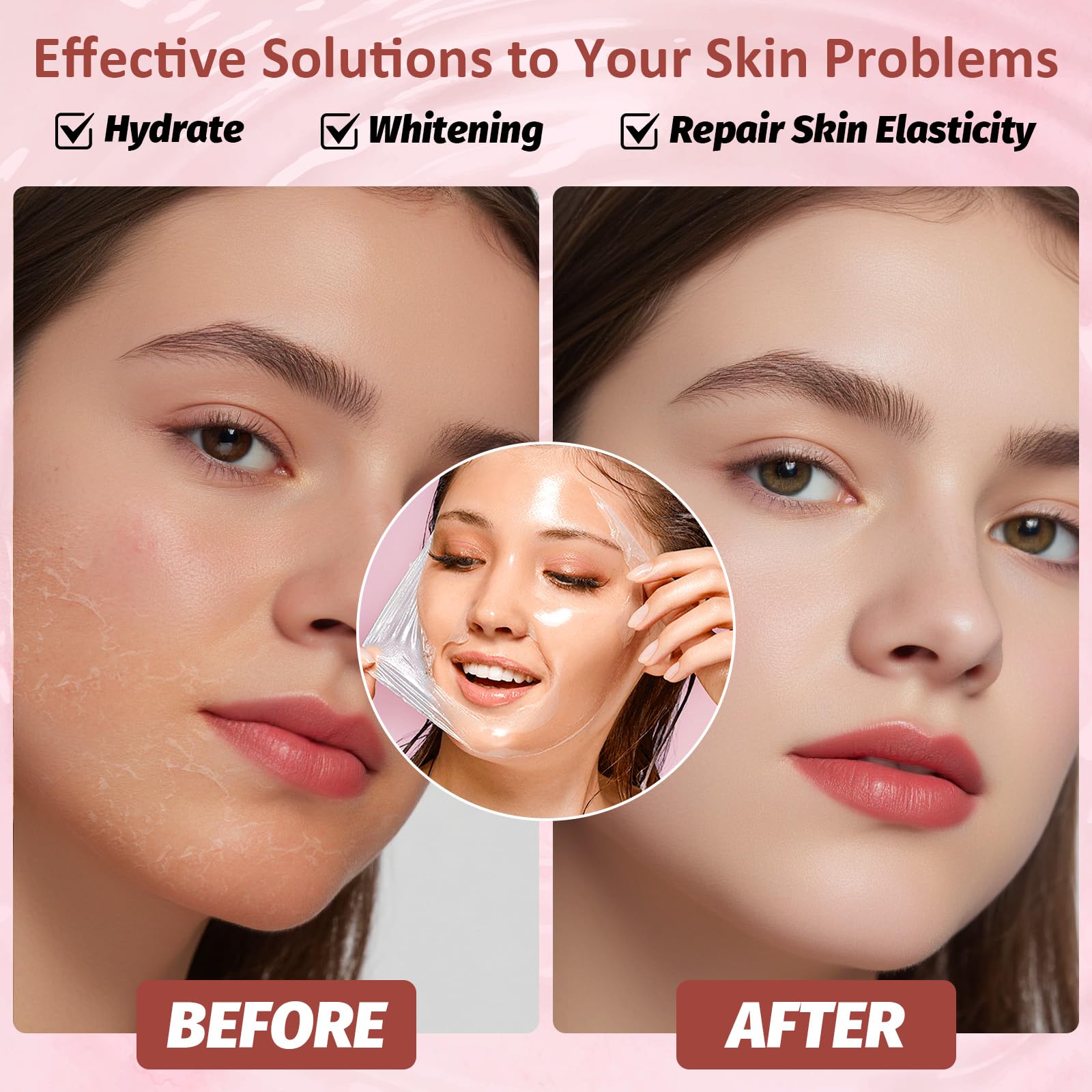 YOTOCK Collagen Night Wrapping Peel Off Mask with Brush, Overnight Mask Hydrates and Skin Elasticity, Reduces Sagging and Wrinkles, Hydrating Face Mask is the Ideal Gifts for Women and Teen Girls!