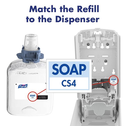 PURELL Brand HEALTHY SOAP CS4 Starter Kit, 1-1250 mL Purell Brand Healthy SOAP Mild Foam Refill + 1 - Manual Dispenser (Pack of 1) - 5174-1W - Manufactured by GOJO, Inc.