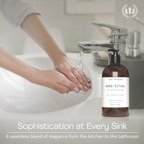 Muse Apothecary Hand Ritual - Aromatic and Nourishing Hand Soap, Infused with Natural Aromatherapy Essential Oils - USDA Certified Biobased - 16 oz, Coconut + Sandalwood, 3 Pack