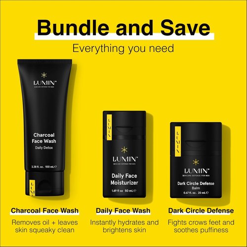 Lumin - No Baggage Trio Skincare Kit | Charcoal Face Wash, Moisturizer & Dark Circle Balm - All Skin Types