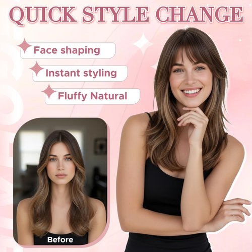 SEGOHAIR Clip in Bangs Hair Toppers for Women Real Human Hair, 360°3D Wispy Bangs for Thinning Hair Daily Wear (27, Honey Blonde)