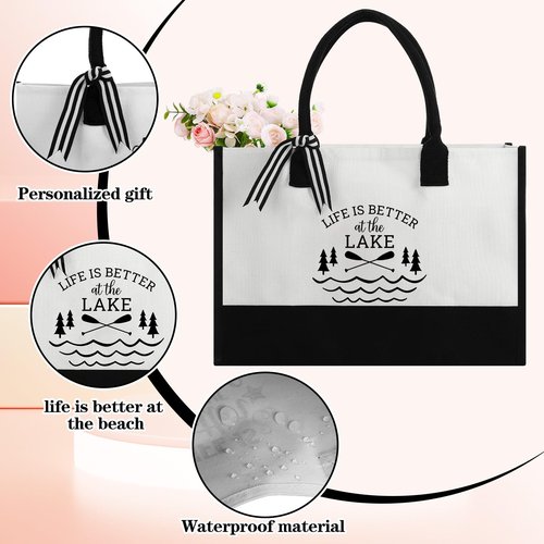 Sieral 3 Pcs Life Is Better at the Lake Gifts for Women 20 oz Tumbler with Text Stainless Steel Mug Cup for Trip Housewarming Gift