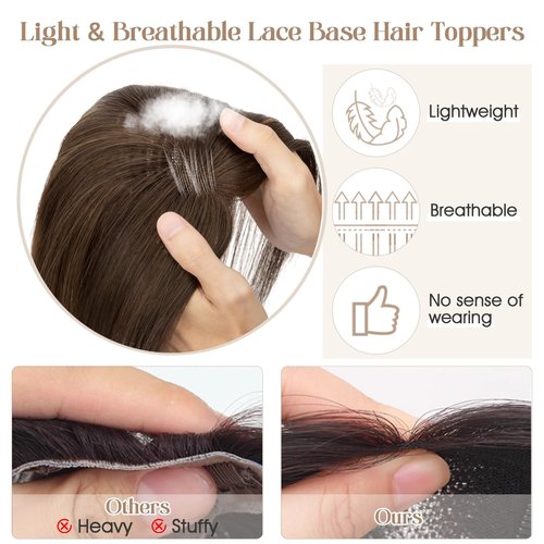 Rich Choices Hair Toppers for Women Real Human Hair Remy Hairs Toppers Hairpieces for Women with Thinning Crown Wispy Clip in Topper 10 Inch No Bang-#2 Dark Brown
