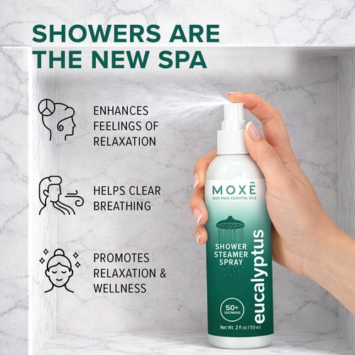 MOXĒ Eucalyptus Oil Shower Mist - Natural Aromatherapy Spray for Sinus Congestion Relief | 4 Ounces