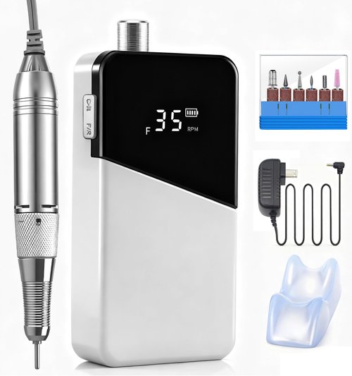 Lumcrissy Electric Nail Drill Professional, Upgraded High-Power Efile with Genuine 4000mAh Battery, Cordless Rechargeable Nail File Tool for Acrylic Gel Nails & Cuticle Removal, Salon/Home Use