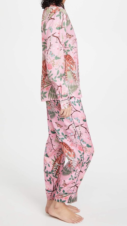 Karen Mabon Women's Pajama Set - Tiger Blossom Design for Ultimate Comfort & Style
