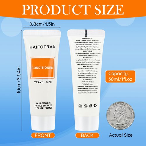 HAIFOTRVA Travel Size Conditioner Bulk Pack of100,Individually Wrapped Small Size Hotel Hair Conditioner Gel Supplies 30ml/1 fl oz Portable Toiletries Amenities Bulk for Guests,Travel,Homeless,Charity