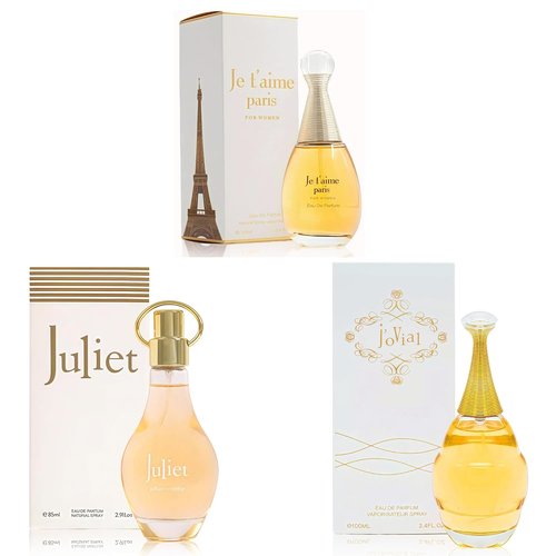 J'ovial Paris Perfume Trio Set for Women - Floral Fragrance with Jasmine, Rose & Lily | 3.4 Fl Oz Each