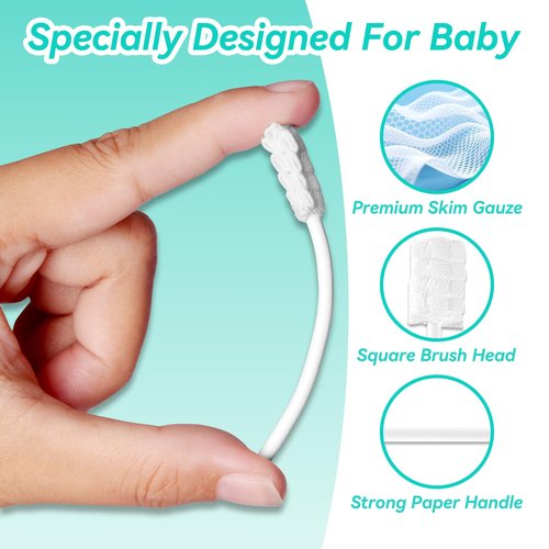 Foily 60-Pack Baby Tongue Cleaner Gauze– Gentle Newborn Oral Care, Disposable Toddler Tooth Brush for 0-24 Months Tooth Mouth Gum Clean (Square Style)