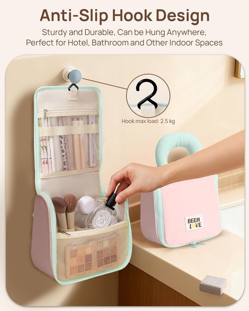 Carttiya Makeup Bag, Big Coloueful Make Up Bag for Women Girls Cosmetic Bag (Pastel Pink)
