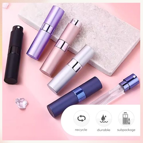 Lil Ray 8ML Perfume Travel Refillable Atomizer Bottles (3pcs) Mini Portable Cologne Spray Dispenser (Matte Black)