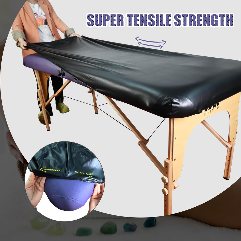 Yoquare Professional Waterproof Massage Table Cover - 32Inch Square 100% PU Leather, Wipeable Reusable Protector for Spa & Clinic (Black, 1-Pack)