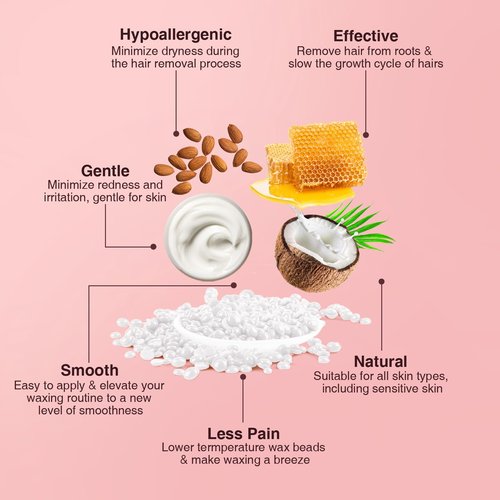 Hard Wax Beads for Hair Removal, Yovanpur Waxing Beane for Brazilian Waxing, Wax Beans for Sensitive Skin, Face Eyebrow Legs At Home Pearl Beads, 300g /bag with 10pcs Sticks(Pearl)