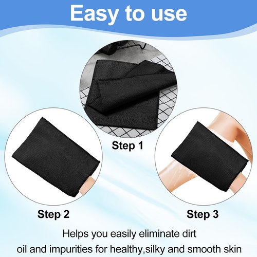 Tatuo 12 Pieces Korean Exfoliating Mitt Glove Italy Towel Body Skin Scrubber Exfoliating Scrubber for Remove Dead Skin Washcloth Korean(Large,Black)